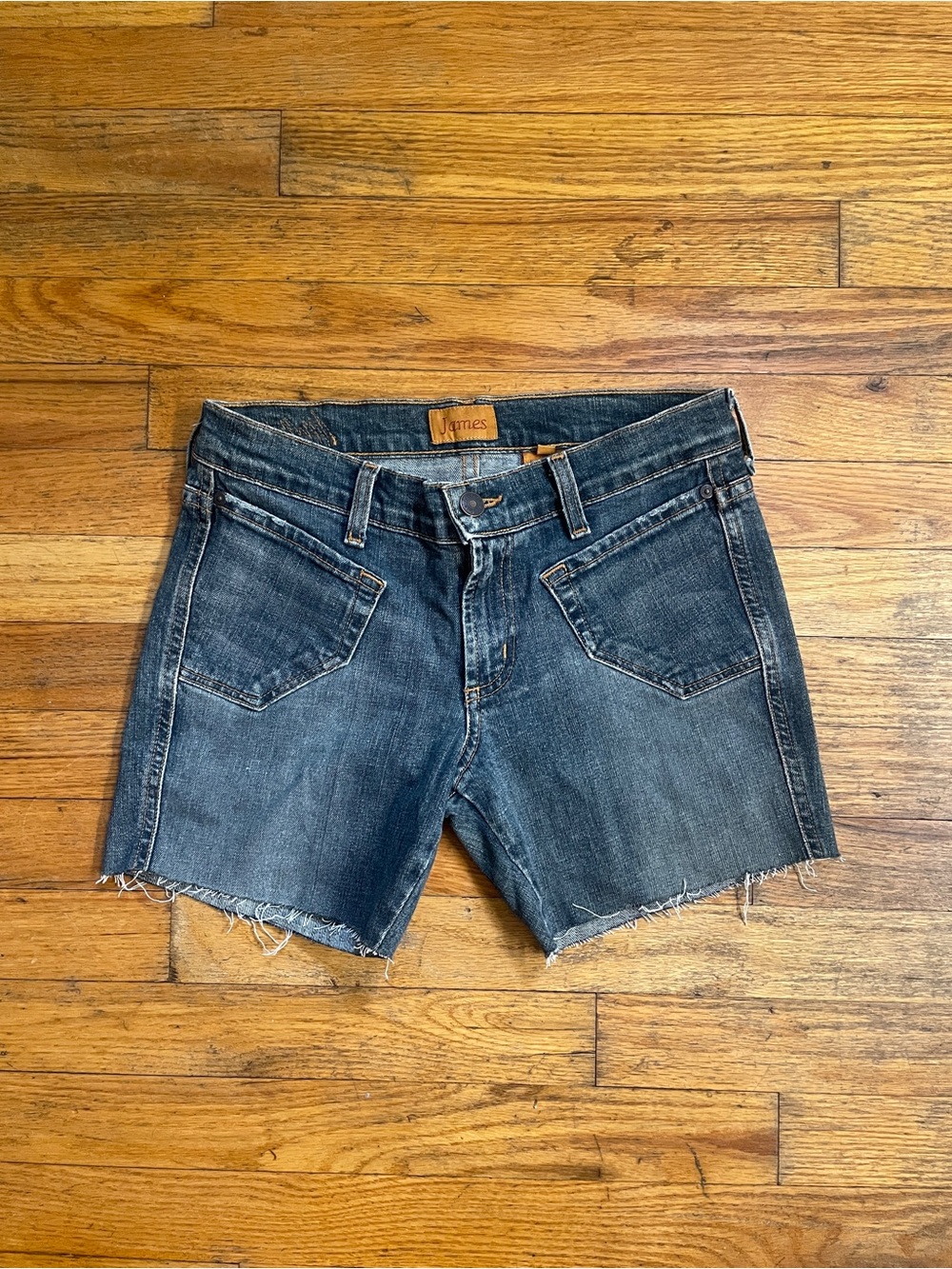 Vintage Cutoff Denim Shorts in Dark Blue